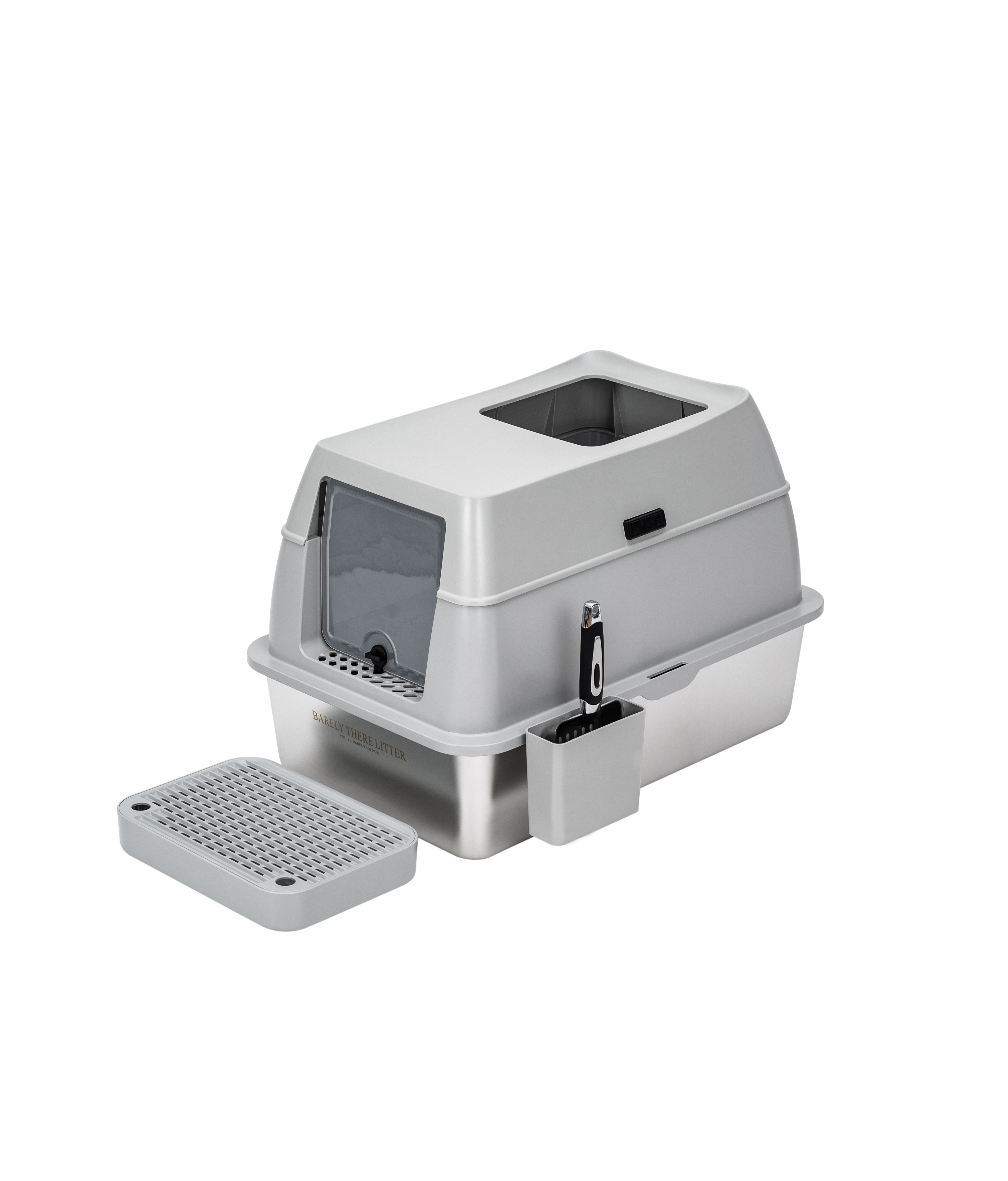 Stainless Steel Enclosed Litter Box - With Detachable Lid