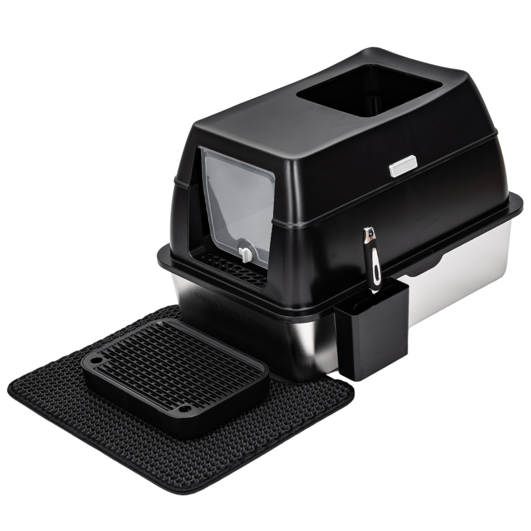 Stainless Steel Enclosed Litter Box - With Detachable Lid