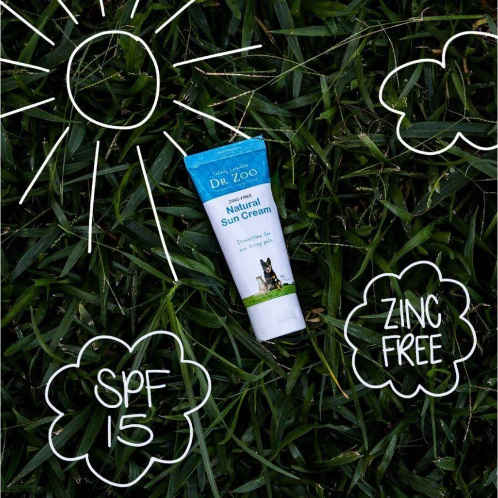 Natural Zinc-Free Sun Cream for Pets on grass