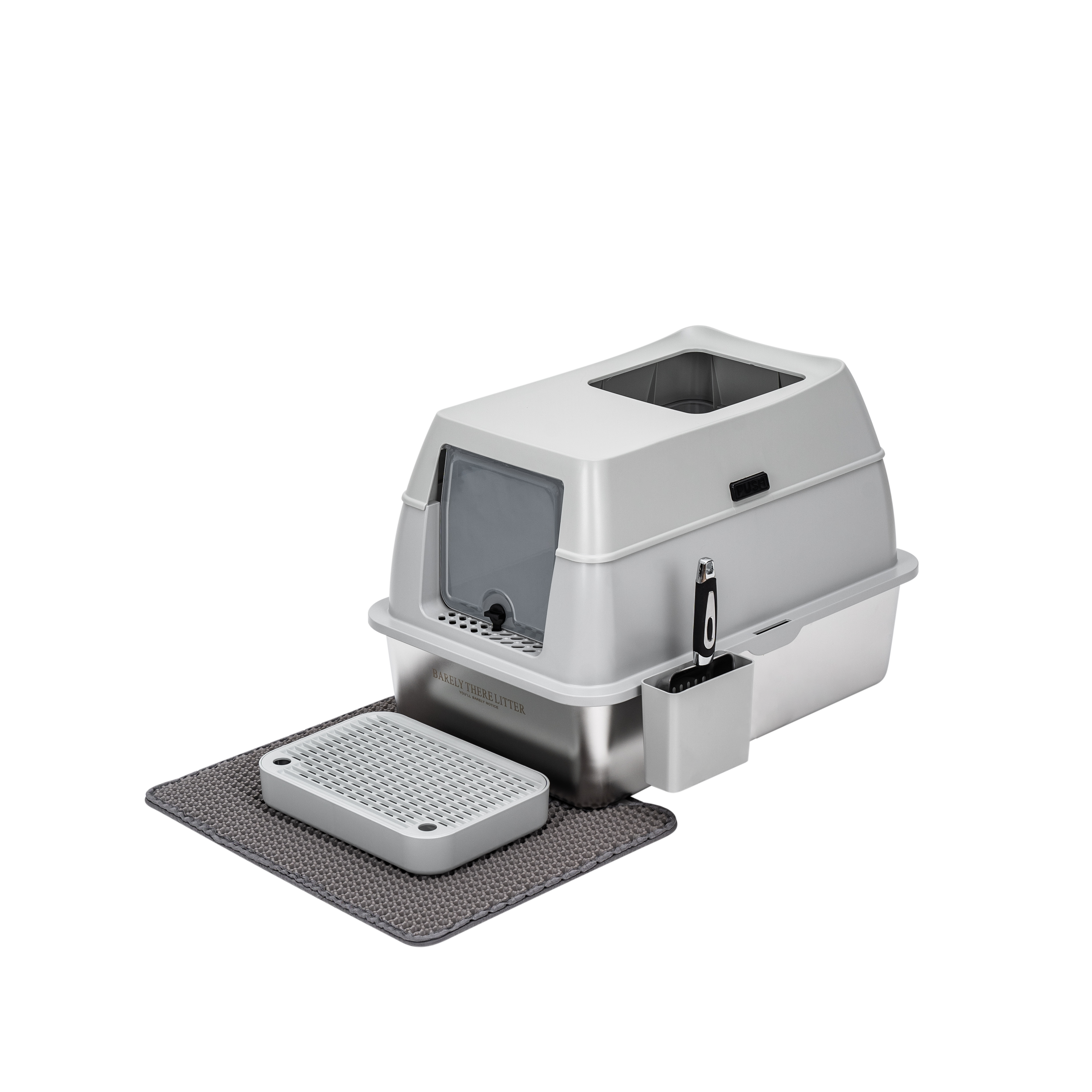 Stainless Steel Enclosed Litter Box - With Detachable Lid