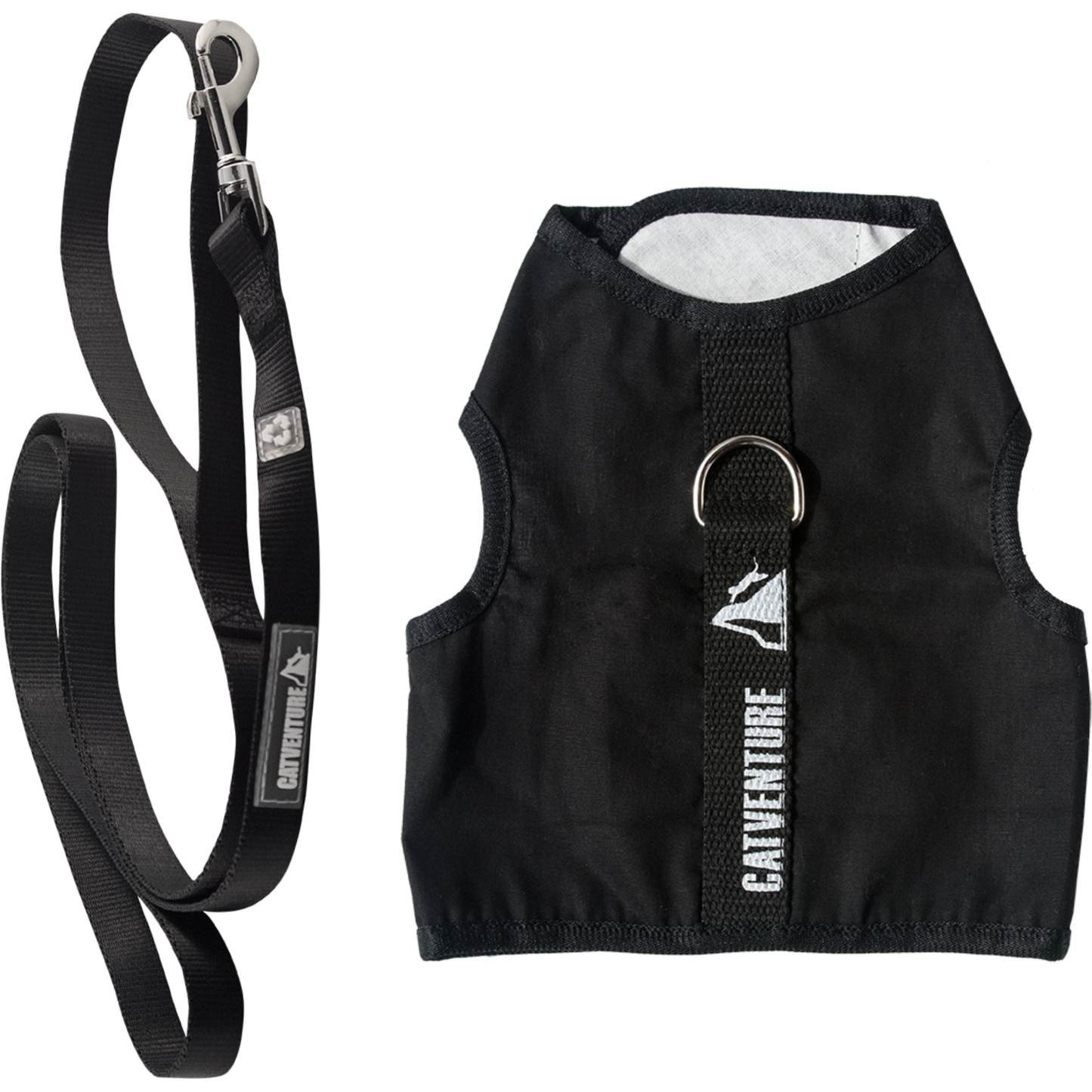 Black Catventure escape proof cat harness and black leash